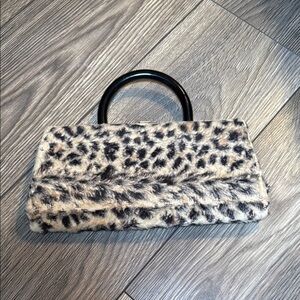 Vintage Leopard Print Faux Fur Handbag